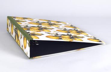 Preview: toller Ordner mit realistisch illustrierten gelben Zitronen und grünen Leinenkanten